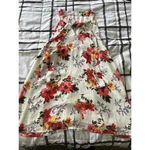 D.N.A. DNA Couture Chiffon Blouse Tank Sleeveless Floral Tie Fairy sz large